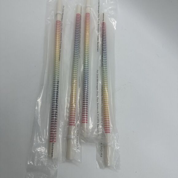 Starbucks Ombre Striped Rainbow Reusable Straws NEW Cold Tumbler Lot x 4 RARE - Picture 2 of 5
